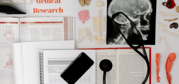 Flat lay of medical research materials with a stethoscope and anatomical models en side dedikert til rør, rørsystemer og rørteknologi 1