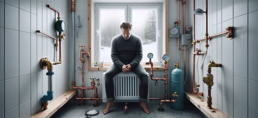 Homeowner checks manometer on tap as weak shower spray shows low pressure en side dedikert til rør, rørsystemer og rørteknologi 1