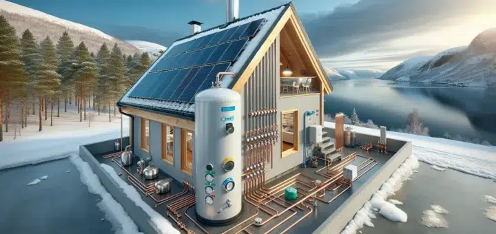 Hvordan fungerer vannbåren varme i kombinasjon med solenergi? – illustrasjon