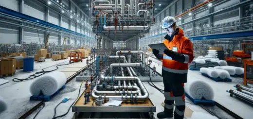 Norwegian engineer reviews bim model beside a smart prefabricated piping skid en side dedikert til rør, rørsystemer og rørteknologi 24