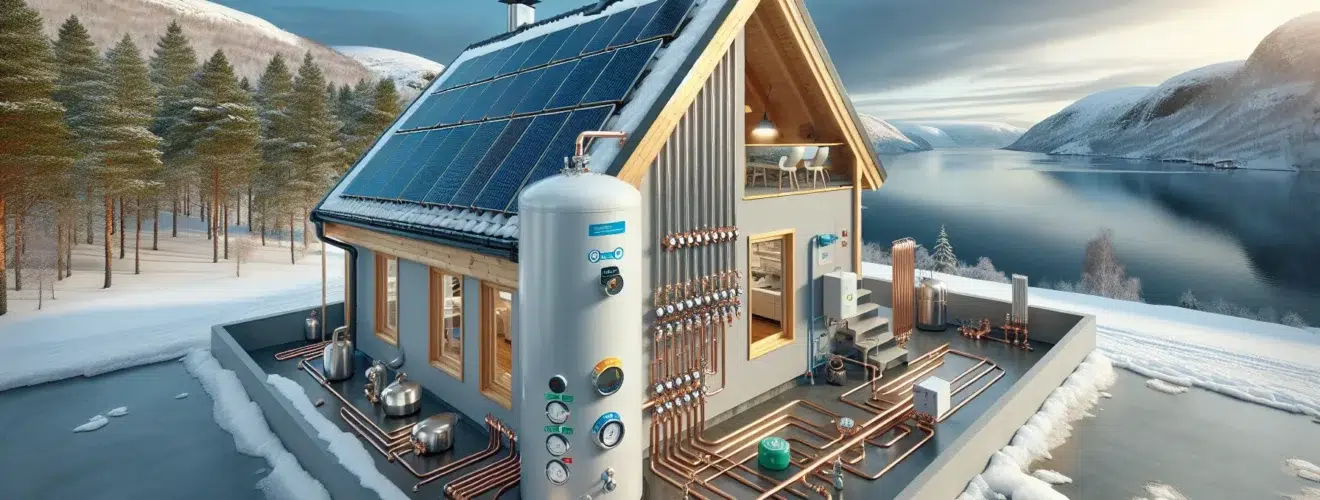 Norwegian house with solar thermal collectors and hydronic floor heating system en side dedikert til rør, rørsystemer og rørteknologi 1