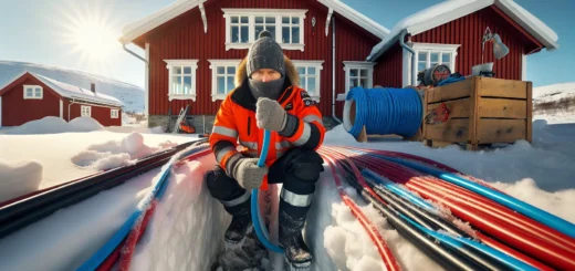 Norwegian plumber installs insulated hdpe and pex pipes in a snowy yard en side dedikert til rør, rørsystemer og rørteknologi 15