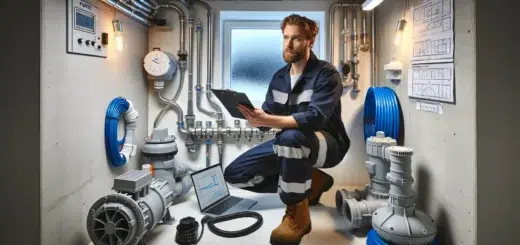 Plumber assessing basement lifting station and pump options in a norwegian home en side dedikert til rør, rørsystemer og rørteknologi 17