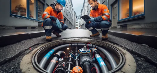 Technician inspects vacuum sewer valve in shallow trench on norwegian street en side dedikert til rør, rørsystemer og rørteknologi 13